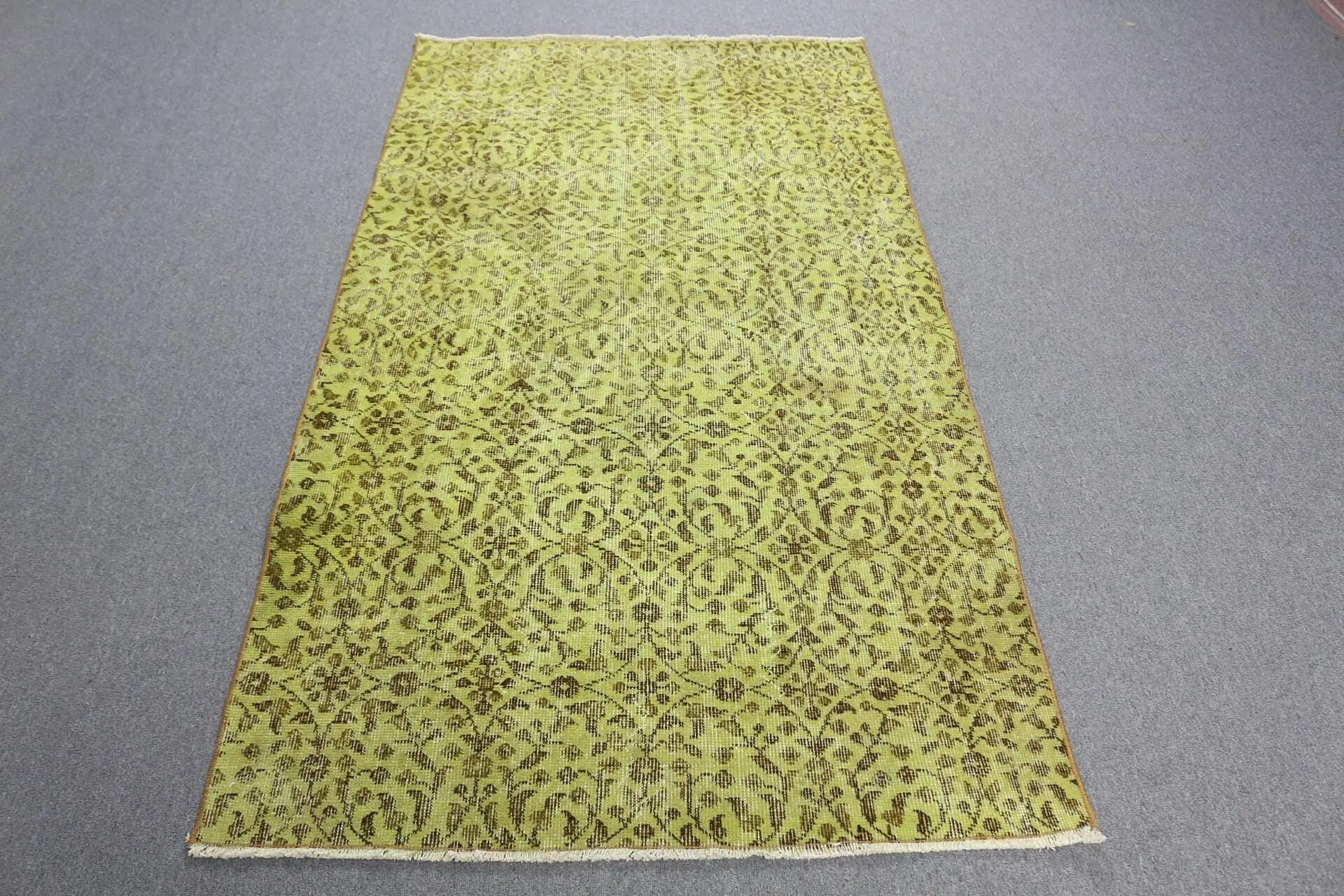 Vintage 3.6x6.7 ft Area Rug, Turkish Rug, Green Oriental Rug - 1