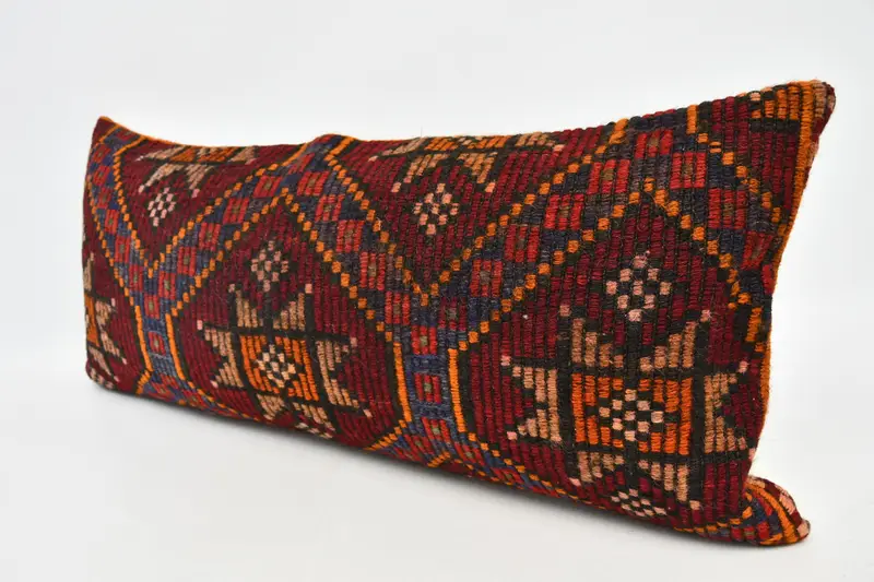 Pillow Case, 16x36 Red Cushion, Couch Cushion Cover, Pillow for Sofa, Throw Kilim Pillow, Vintage Kilim Pillow, Sofa Bolster Cushion Case - 4