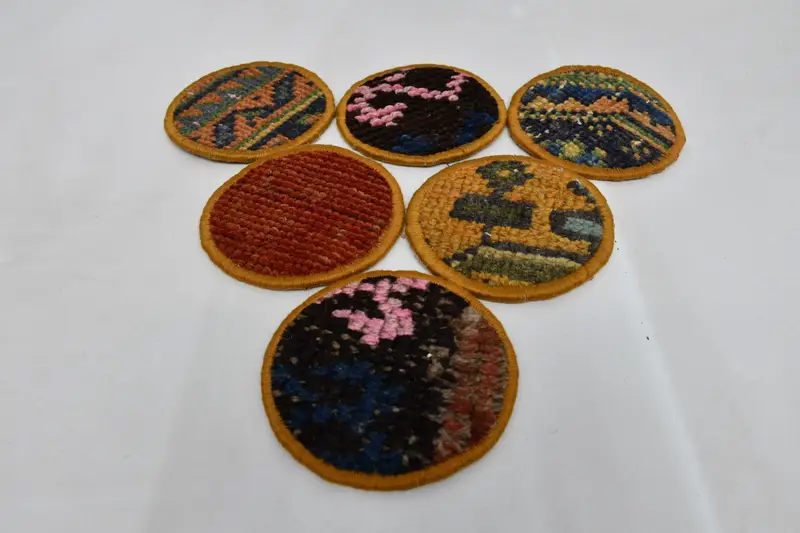 Posavasos rojos y bronce, juego de seis posavasos antideslizantes