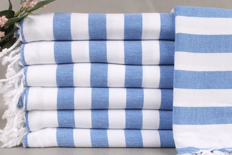 Personalized Gift Box Towel Sax Blue Striped, 36x67 Inches