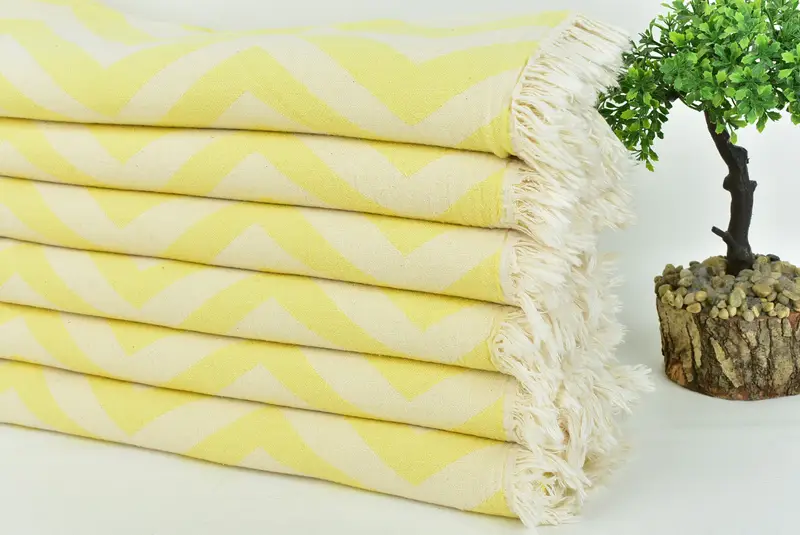 Monogram Turkish Towel, Spa Towel, 70x40 Cotton Zigzag Design Towel, Lightweight towel, Peshtemal, Fouta towel, Extra large Turkish bath towel - 5