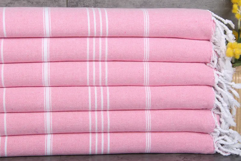 Custom Pink Striped Towel, Personalized Beach Towel, 40x71 Inches