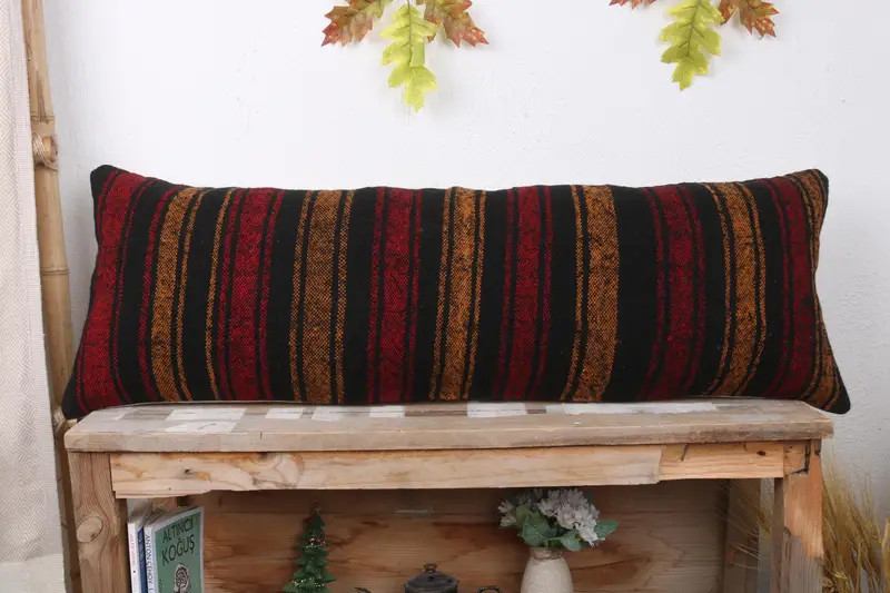 Car Pillow Sham, Vintage Kilim Pillow, Aztec Pillow Case, Cushion Case, 12x36 Red Pillow Sham, Nomadic Pillow Case, Boho Pillow, Kilim Pillow Cover - 2