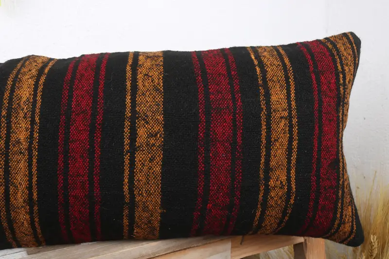Car Pillow Sham, Vintage Kilim Pillow, Aztec Pillow Case, Cushion Case, 12x36 Red Pillow Sham, Nomadic Pillow Case, Boho Pillow, Kilim Pillow Cover - 5