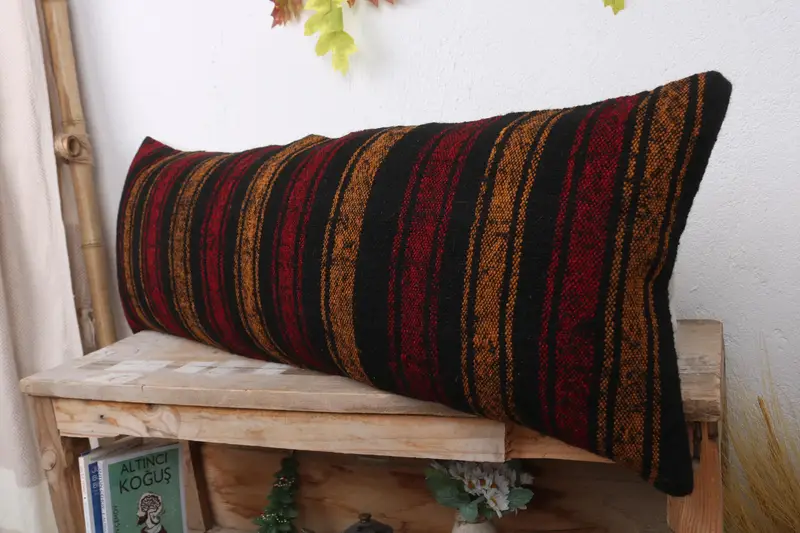 Car Pillow Sham, Vintage Kilim Pillow, Aztec Pillow Case, Cushion Case, 12x36 Red Pillow Sham, Nomadic Pillow Case, Boho Pillow, Kilim Pillow Cover - 4