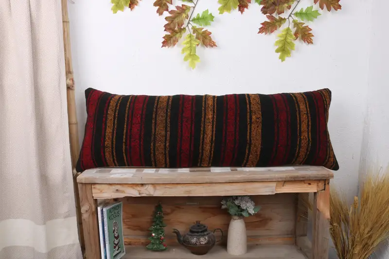Car Pillow Sham, Vintage Kilim Pillow, Aztec Pillow Case, Cushion Case, 12x36 Red Pillow Sham, Nomadic Pillow Case, Boho Pillow, Kilim Pillow Cover - 1