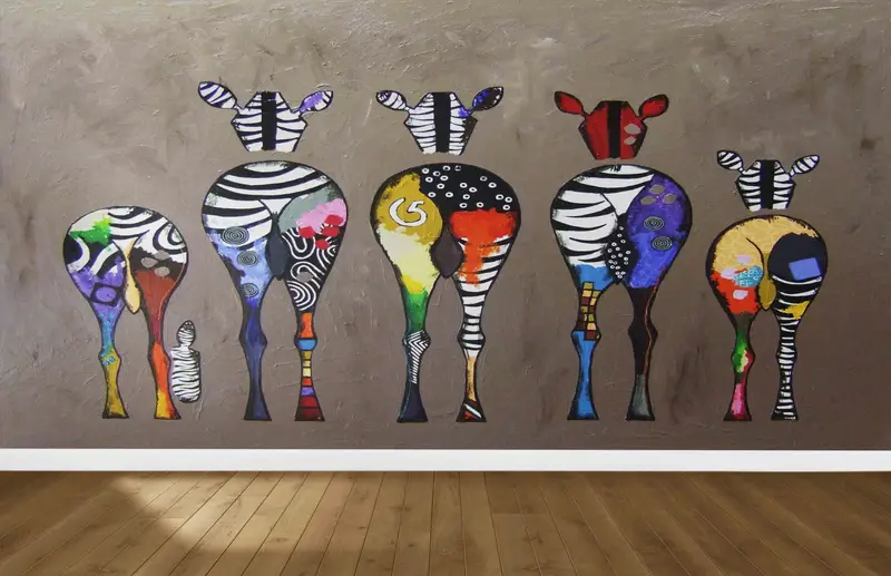 Modern Zebra Baskılı Duvar Kağıdı: Şık Mekanlar için Soyut Hayvan Sanatı