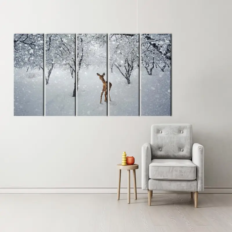 Deer Lover Gift, Winter Caanvas Art, Winter Landscape, Farmhouse Decor, Landscape Artwork, Nature Landscape, Wall Hanging Art, Deer Canvas - 2