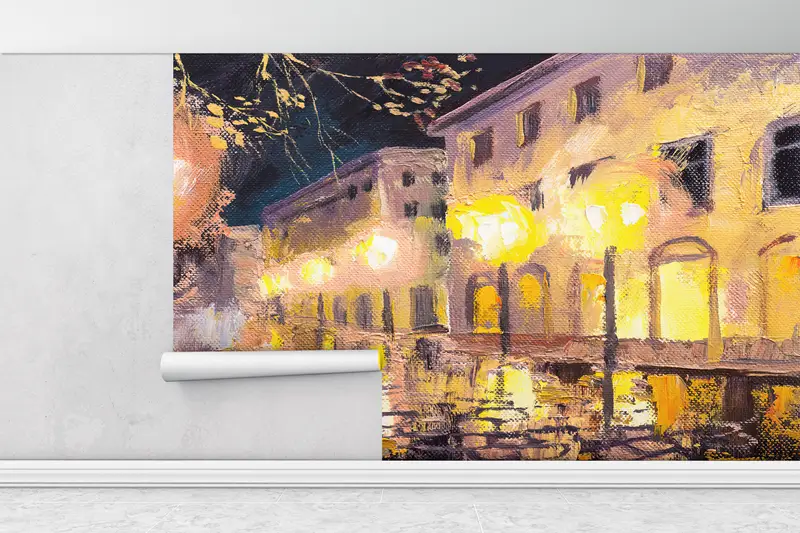 Night In Paris, City Landscape Wall Print, Cityscape Wall Painting, Landscape Wall Decor, Paris View Mural, View Wallpaper, - 5