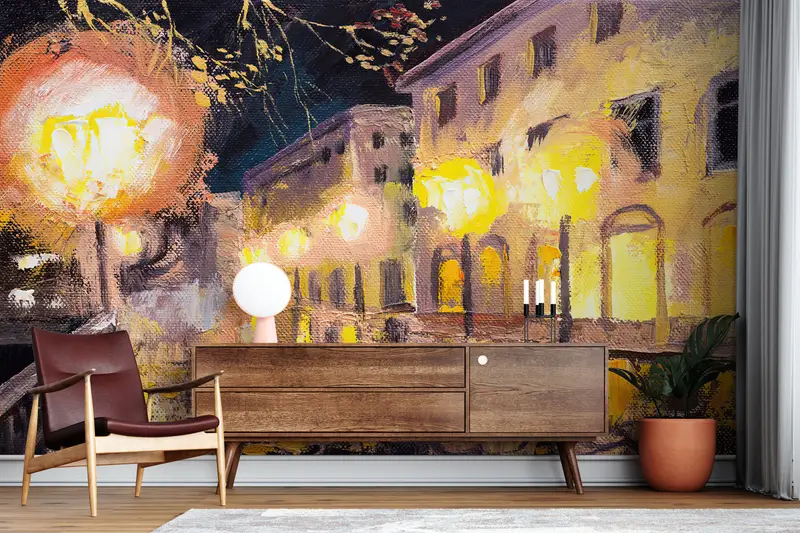 Night In Paris, City Landscape Wall Print, Cityscape Wall Painting, Landscape Wall Decor, Paris View Mural, View Wallpaper, - 2