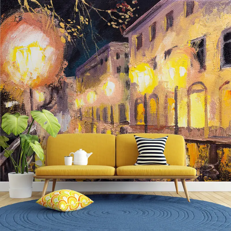 Night In Paris, City Landscape Wall Print, Cityscape Wall Painting, Landscape Wall Decor, Paris View Mural, View Wallpaper, - 6