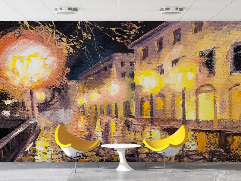 Night In Paris, City Landscape Wall Print, Cityscape Wall Painting, Landscape Wall Decor, Paris View Mural, View Wallpaper, - 1