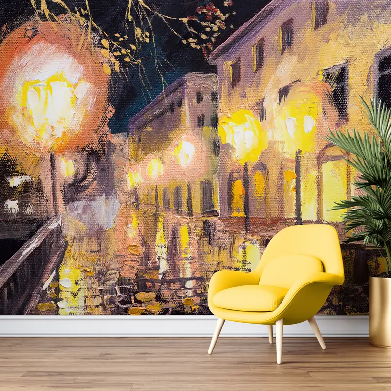 Night In Paris, City Landscape Wall Print, Cityscape Wall Painting, Landscape Wall Decor, Paris View Mural, View Wallpaper, - 7