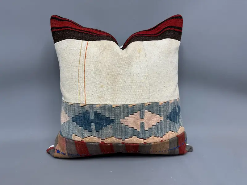 Boho Pillow, Designer Throw Pillow Cover, Pillow for Couch, 24x24 White Pillow Case, Cushion, Indoor Pillow, Traditional Pillow Cover, Kilim Pillow - 1