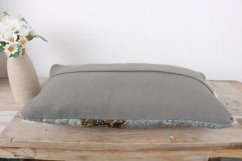 Home Decor Pillow, Pillow, Knitted Cushion Case, Boho Pillow Sham Cover, 8x16 Gray Pillow Case, Pillow for Sofa, Handwoven Cushion - 7