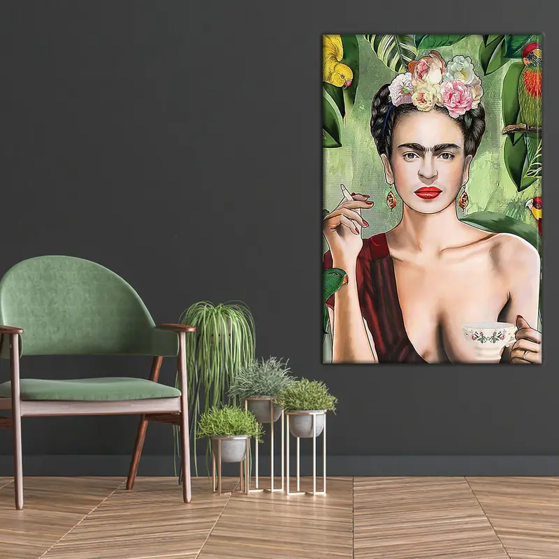 Frida Kahlo Poster, Frida Kahlo Canvas Art, Frida Kahlo Tea Cup, Frida Kahlo Print, Birds Jungle Canvas Art, Wall Art, Home Decor Canvas - 5