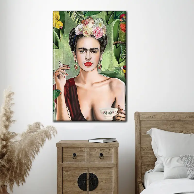 Frida Kahlo Poster, Frida Kahlo Canvas Art, Frida Kahlo Tea Cup, Frida Kahlo Print, Birds Jungle Canvas Art, Wall Art, Home Decor Canvas - 3