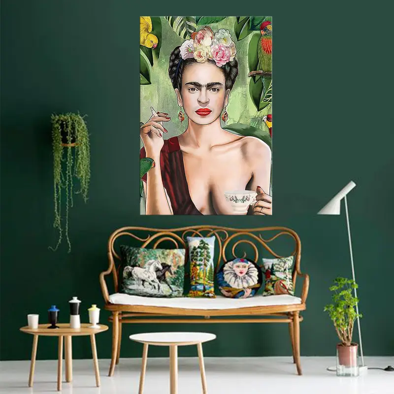 Frida Kahlo Poster, Frida Kahlo Canvas Art, Frida Kahlo Tea Cup, Frida Kahlo Print, Birds Jungle Canvas Art, Wall Art, Home Decor Canvas - 2