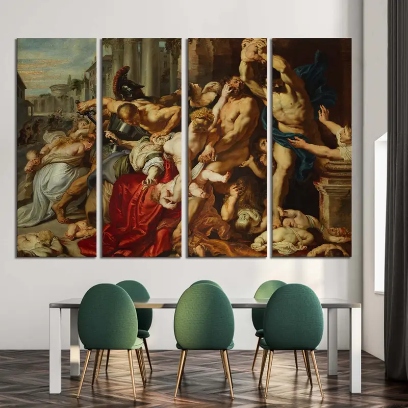 Massaker der Unschuldigen (1608), Peter Paul Rubens, Meisterwerke Wandkunst, klassische Wandkunst, Vintage -Retro, große Wandkunst, Nackte Menschen - 1