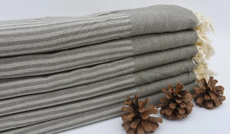 Personalized Gray Striped Towel, Organic Cotton, 70x40 Inches