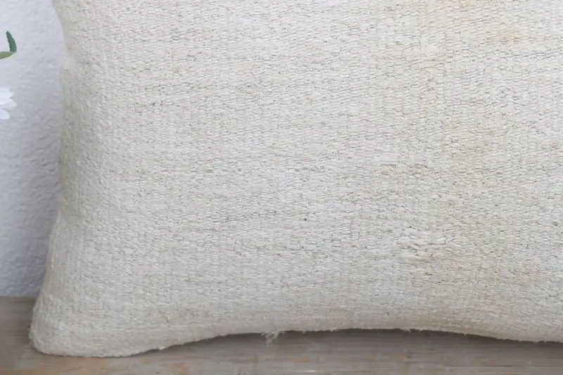 Garden Pillow Sham, 12x20 White Cushion Cover, Pillow, Home Decor Pillow, Meditation Pillow, Handmade Kilim Cushion, Kilim Pillow - 3