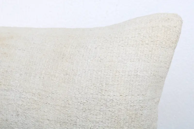 Garden Pillow Sham, 12x20 White Cushion Cover, Pillow, Home Decor Pillow, Meditation Pillow, Handmade Kilim Cushion, Kilim Pillow - 5