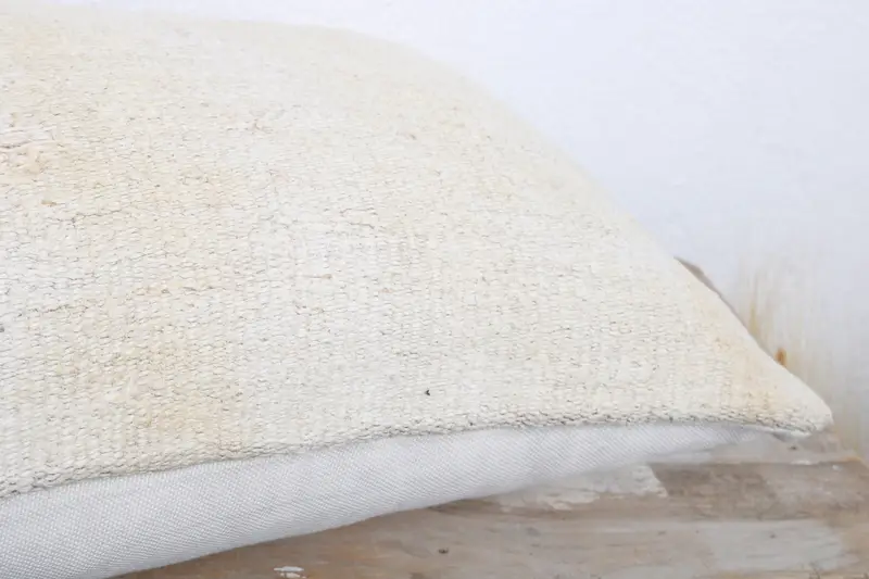 Garden Pillow Sham, 12x20 White Cushion Cover, Pillow, Home Decor Pillow, Meditation Pillow, Handmade Kilim Cushion, Kilim Pillow - 6