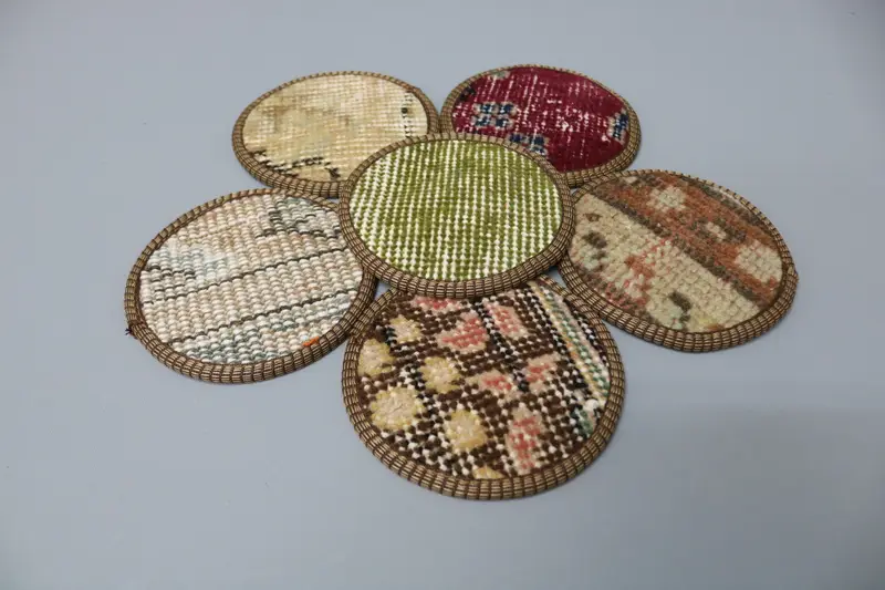 Posavasos redondo bohemio, posavasos antideslizante marrón y beige