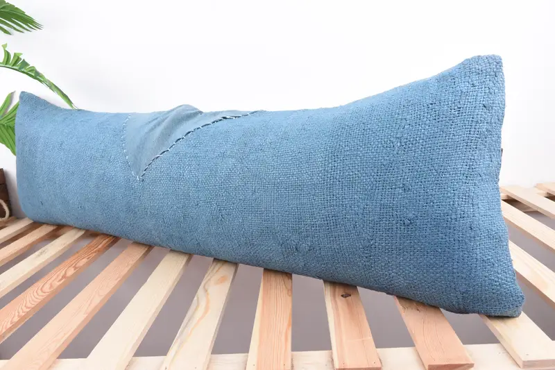 Boho Pillow Sham Cover, 12x43 Blue Pillow Case, Pillow Case, Traditional Cushion Case, Pillow for Sofa, Bed Pillow Cover, Ethnical Kilim Rug Pillow - 5