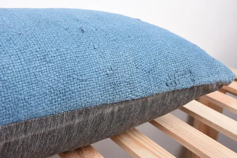 Boho Pillow Sham Cover, 12x43 Blue Pillow Case, Pillow Case, Traditional Cushion Case, Pillow for Sofa, Bed Pillow Cover, Ethnical Kilim Rug Pillow - 7