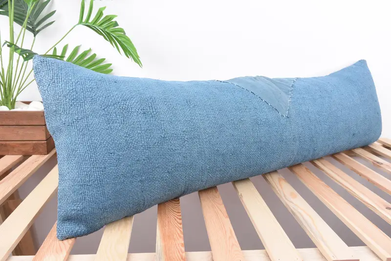 Boho Pillow Sham Cover, 12x43 Blue Pillow Case, Pillow Case, Traditional Cushion Case, Pillow for Sofa, Bed Pillow Cover, Ethnical Kilim Rug Pillow - 4