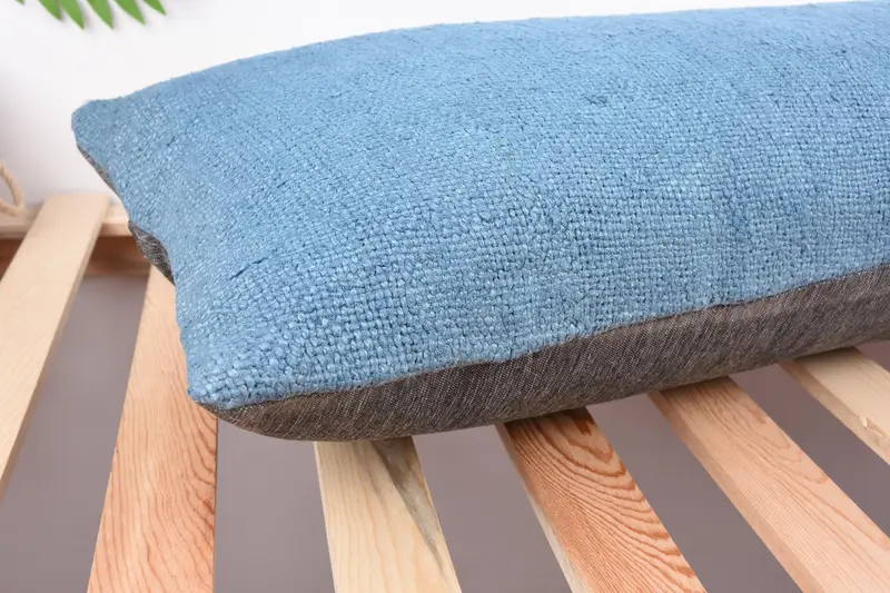 Boho Pillow Sham Cover, 12x43 Blue Pillow Case, Pillow Case, Traditional Cushion Case, Pillow for Sofa, Bed Pillow Cover, Ethnical Kilim Rug Pillow - 6