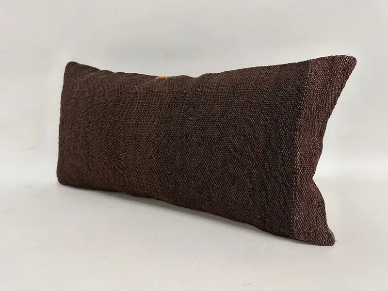 Retro Throw Cushion Cover, Throw Kilim Pillow, Cushion, Interior Designer Pillow, Ethnical Kilim Rug Pillow, Ikat Pillow Case, 12x24 Brown Pillow - 3