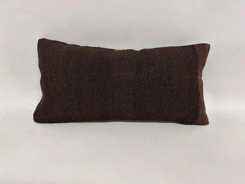 Retro Throw Cushion Cover, Throw Kilim Pillow, Cushion, Interior Designer Pillow, Ethnical Kilim Rug Pillow, Ikat Pillow Case, 12x24 Brown Pillow - 1