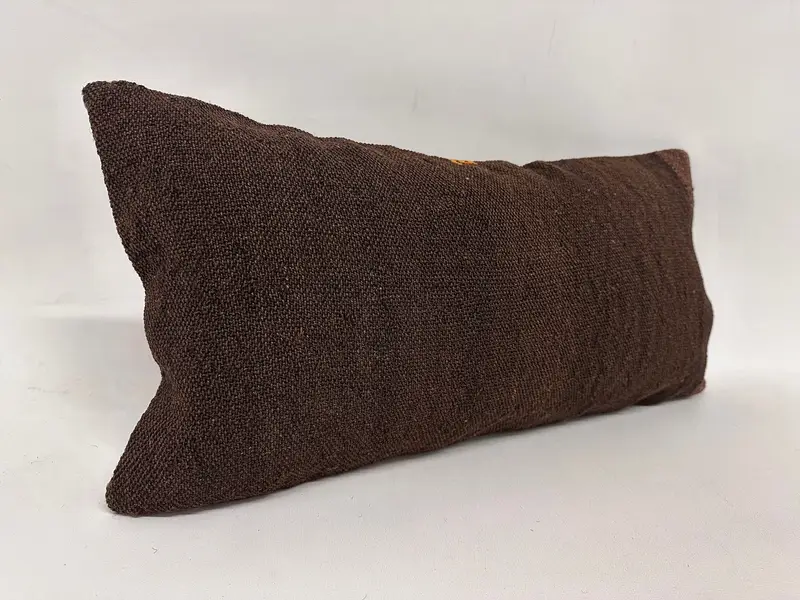 Retro Throw Cushion Cover, Throw Kilim Pillow, Cushion, Interior Designer Pillow, Ethnical Kilim Rug Pillow, Ikat Pillow Case, 12x24 Brown Pillow - 4