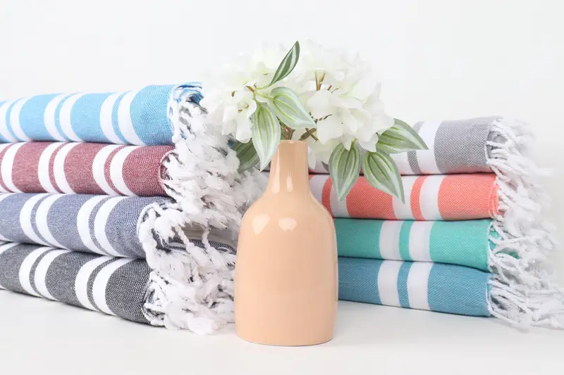 Handmade Gift, Organic Cotton Towel, Gift For Him, Wedding Favors, Personalised Gift, Large Beach Towel Personalized, 70x40 Cotton Striped Towel - 3