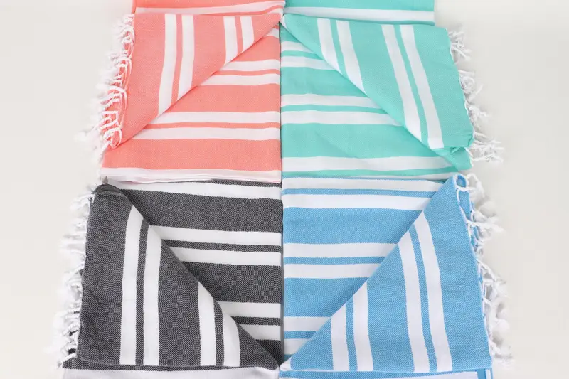 Handmade Gift, Organic Cotton Towel, Gift For Him, Wedding Favors, Personalised Gift, Large Beach Towel Personalized, 70x40 Cotton Striped Towel - 6