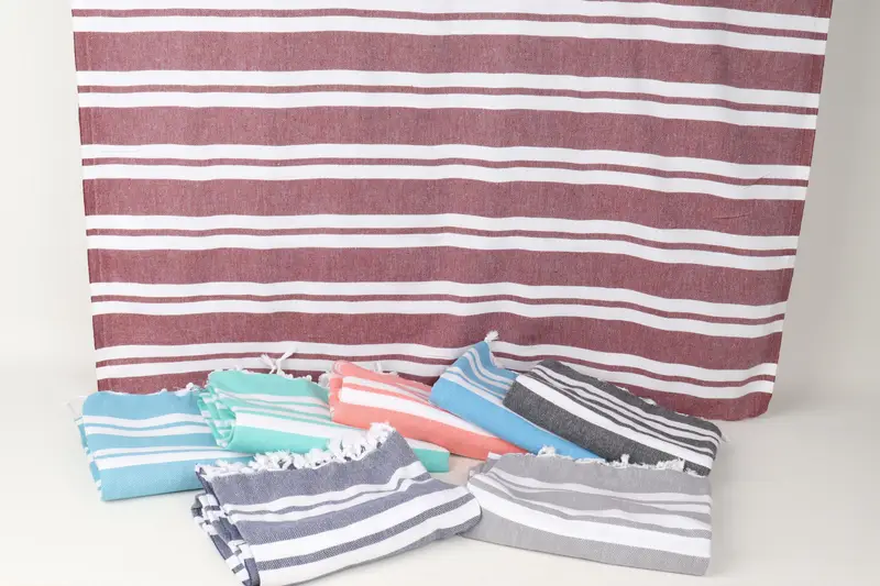 Handmade Gift, Organic Cotton Towel, Gift For Him, Wedding Favors, Personalised Gift, Large Beach Towel Personalized, 70x40 Cotton Striped Towel - 8