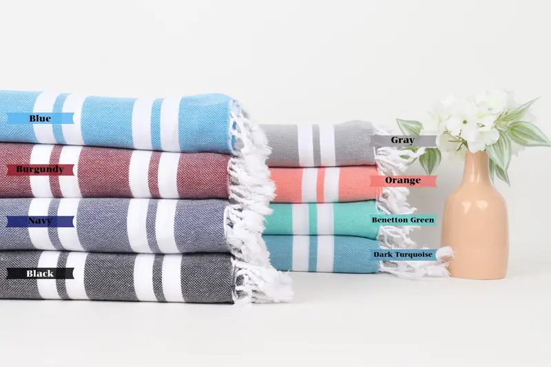 Handmade Gift, Organic Cotton Towel, Gift For Him, Wedding Favors, Personalised Gift, Large Beach Towel Personalized, 70x40 Cotton Striped Towel - 1