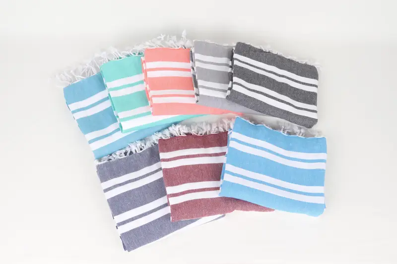 Handmade Gift, Organic Cotton Towel, Gift For Him, Wedding Favors, Personalised Gift, Large Beach Towel Personalized, 70x40 Cotton Striped Towel - 4