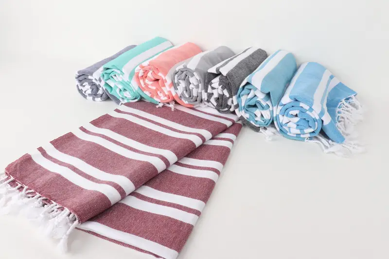 Handmade Gift, Organic Cotton Towel, Gift For Him, Wedding Favors, Personalised Gift, Large Beach Towel Personalized, 70x40 Cotton Striped Towel - 5