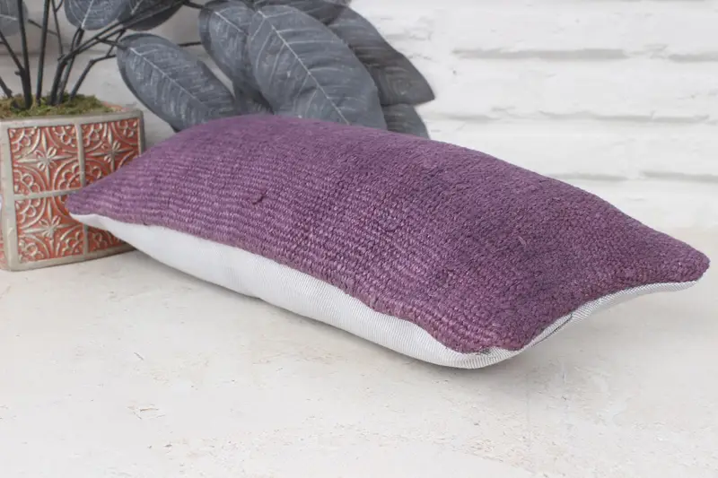 Boho Chic Cushion, Ethnical Kilim Rug Pillow, Vintage Kilim Throw Pillow, Pillow Sham, 8x16 Purple Cushion Case, Home Decor Pillow - 6