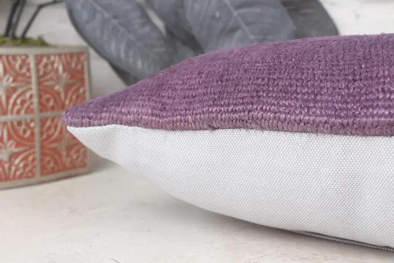 Boho Chic Cushion, Ethnical Kilim Rug Pillow, Vintage Kilim Throw Pillow, Pillow Sham, 8x16 Purple Cushion Case, Home Decor Pillow - 7