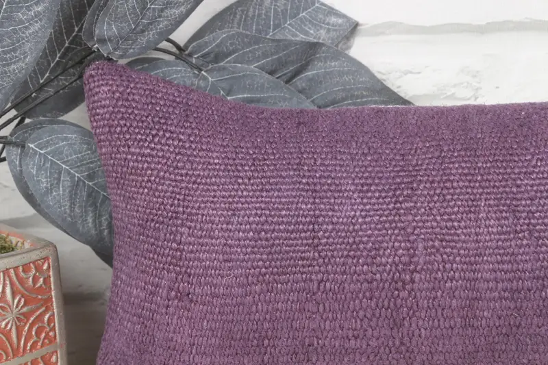 Boho Chic Cushion, Ethnical Kilim Rug Pillow, Vintage Kilim Throw Pillow, Pillow Sham, 8x16 Purple Cushion Case, Home Decor Pillow - 2