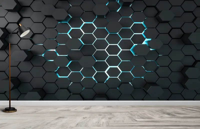 Çağdaş Geometrik Siyah Loft Duvar Kağıdı - Baskılı Modern Tasarım