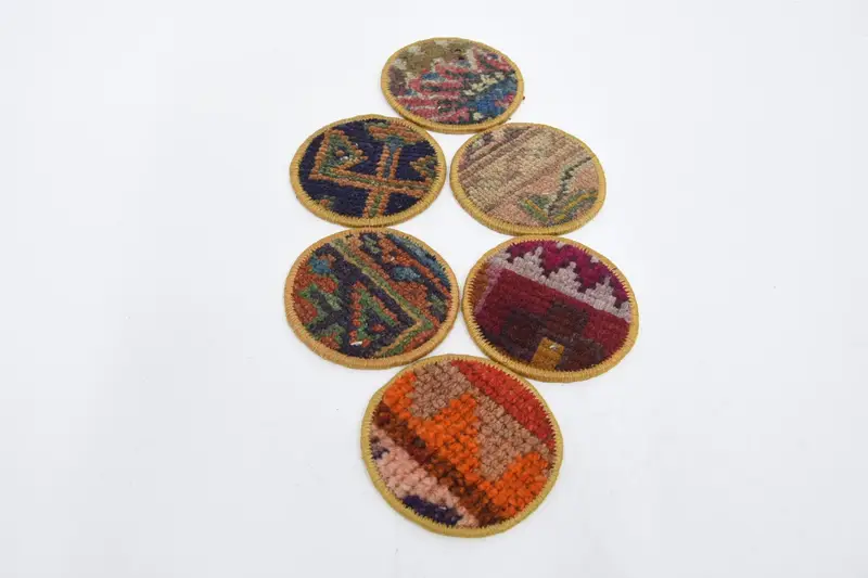 ボヘミアンラウンドコースター 赤と銅のエスニックコースター