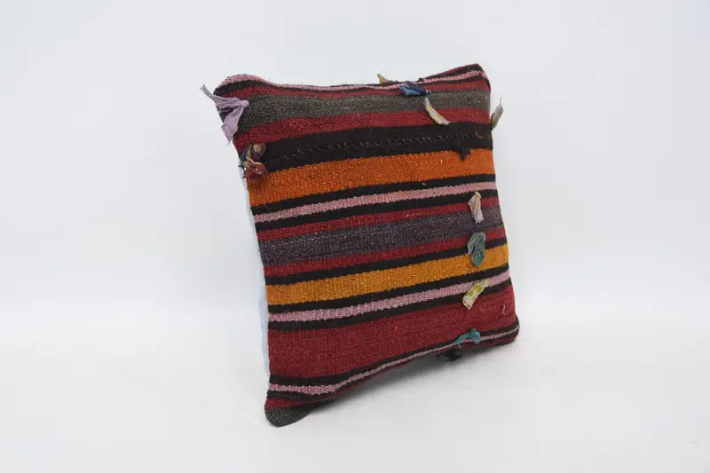 Indoor Pillow, Pillow Case, 12x12 Brown Pillow Case, Handmade Kilim Cushion, Vintage Pillow, Aesthetic Cushion Case, Pillow for Sofa - 3