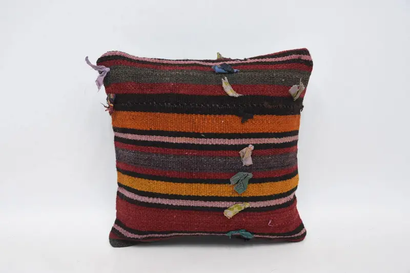 Indoor Pillow, Pillow Case, 12x12 Brown Pillow Case, Handmade Kilim Cushion, Vintage Pillow, Aesthetic Cushion Case, Pillow for Sofa - 1