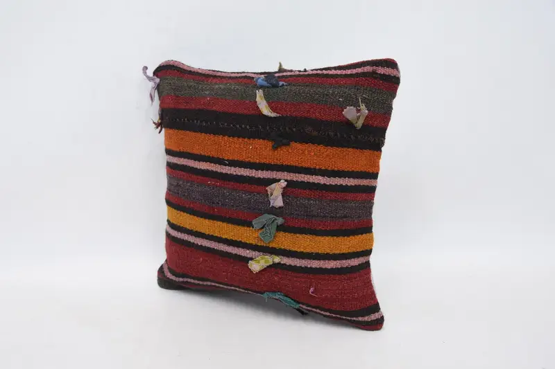 Indoor Pillow, Pillow Case, 12x12 Brown Pillow Case, Handmade Kilim Cushion, Vintage Pillow, Aesthetic Cushion Case, Pillow for Sofa - 4