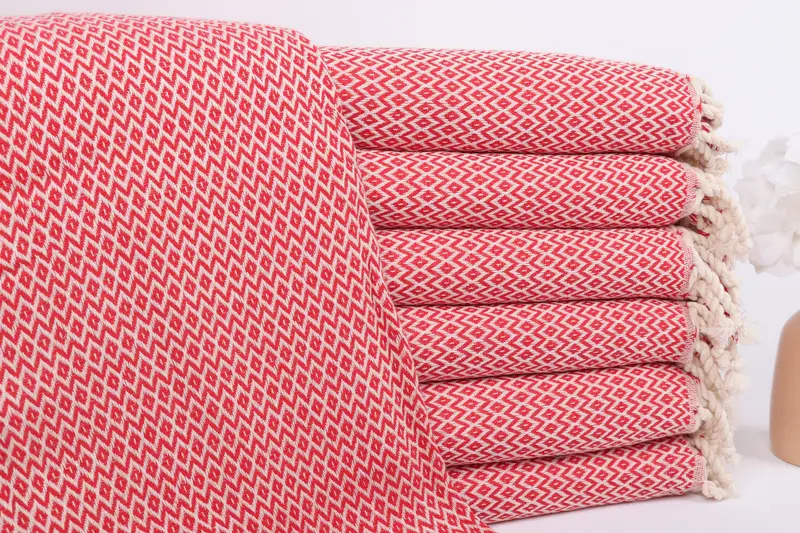 Kişiye Özel Plaj Havlusu Türk Pamuğu Kırmızı, 40x71 İnç